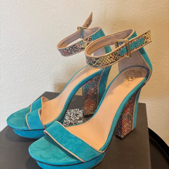 Vince Camuto Blue Goddess True Suede Sandals - Picture 2 of 5
